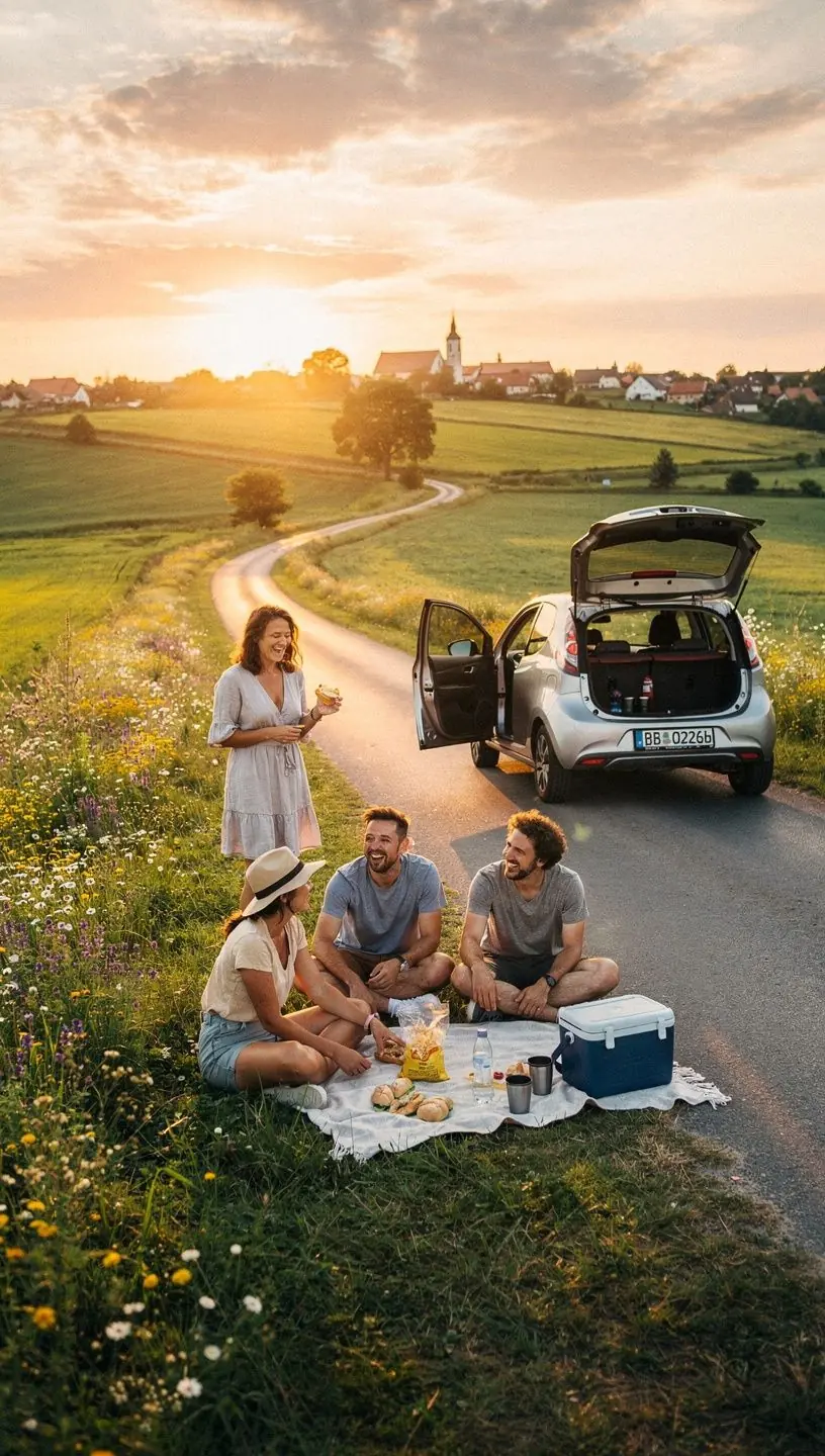 Cestovatelé relaxují při pikniku v krásném parku v České republice