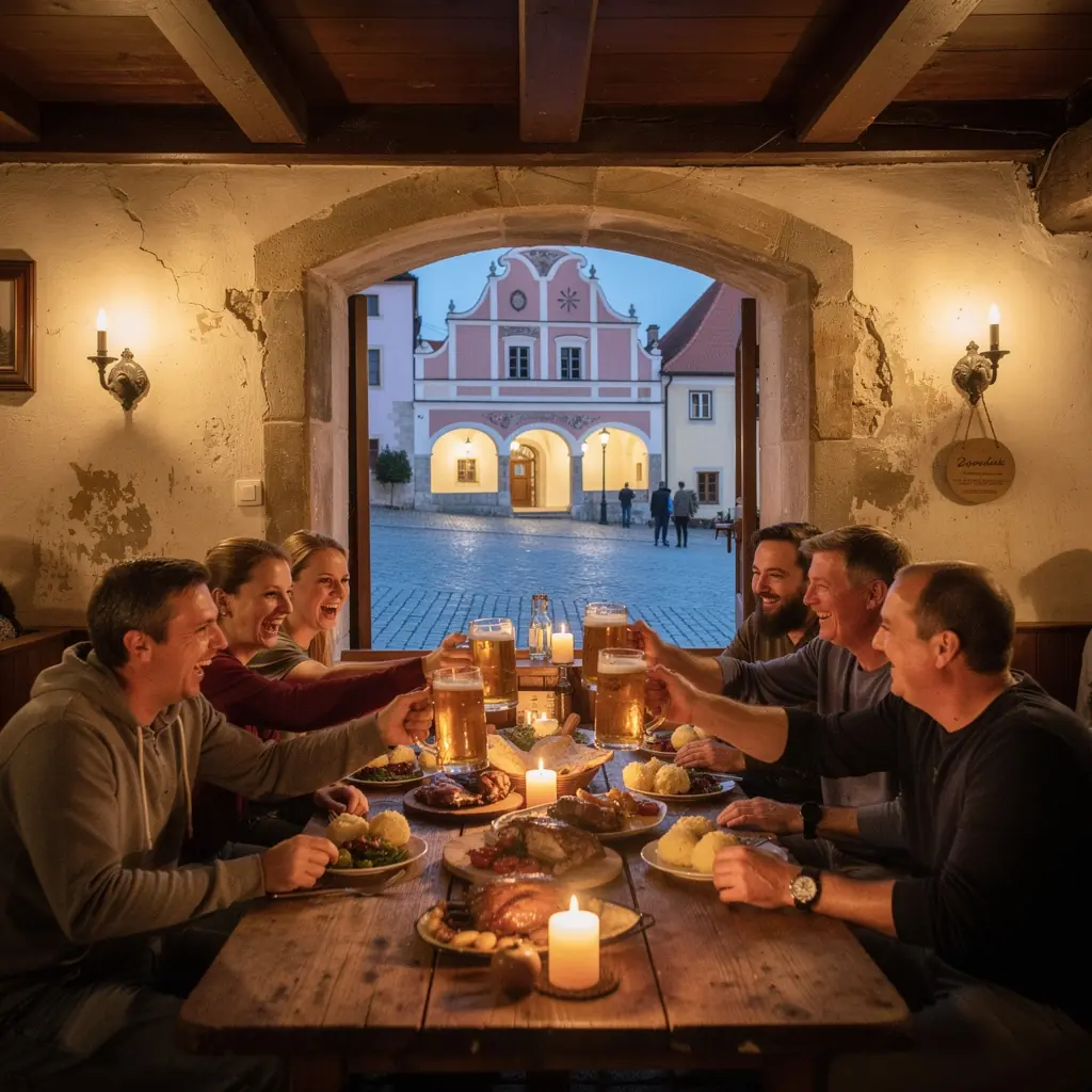Pohled na malebnou českou krajinu s vinicemi a kopci v pozadí